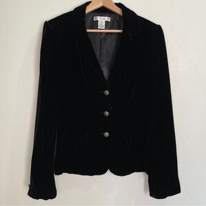 Vintage Rare Pursuits, ltd. Silk Blend Velvet Rhinestone Buttons Blazer - Black